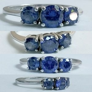 Blue tanzanite sterling silver ring
